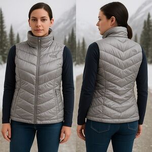 The North Face 550 Fill Down Puffer Vest Women's M Gray Metallic READ